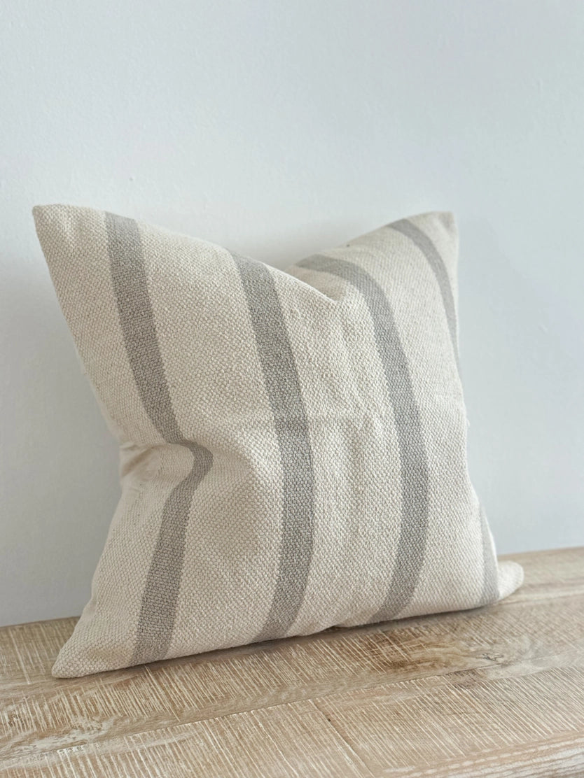 Solane Luxe Cotton Cushion 45cm × 45cm – Grey Stripe