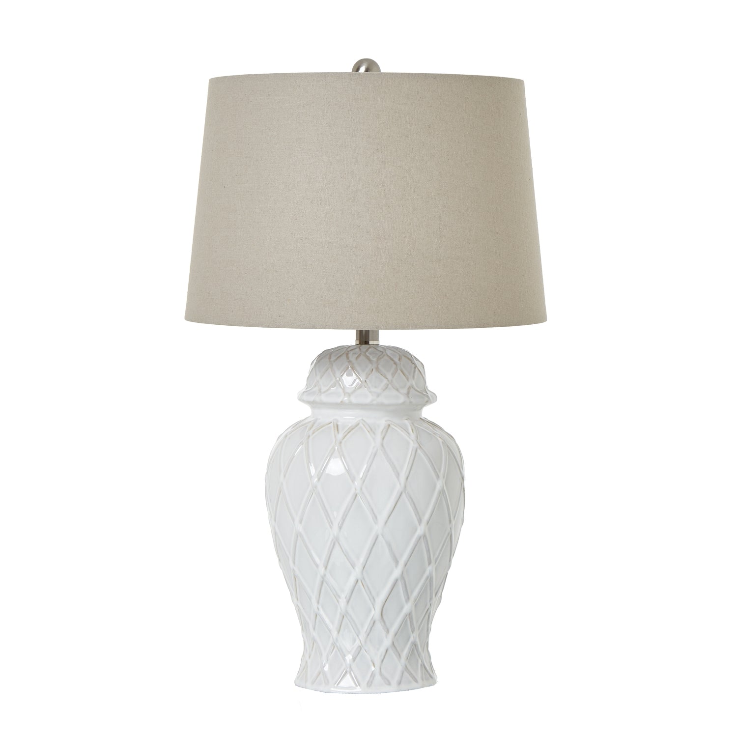 Seraph White Ceramic Ginger Jar Lamp