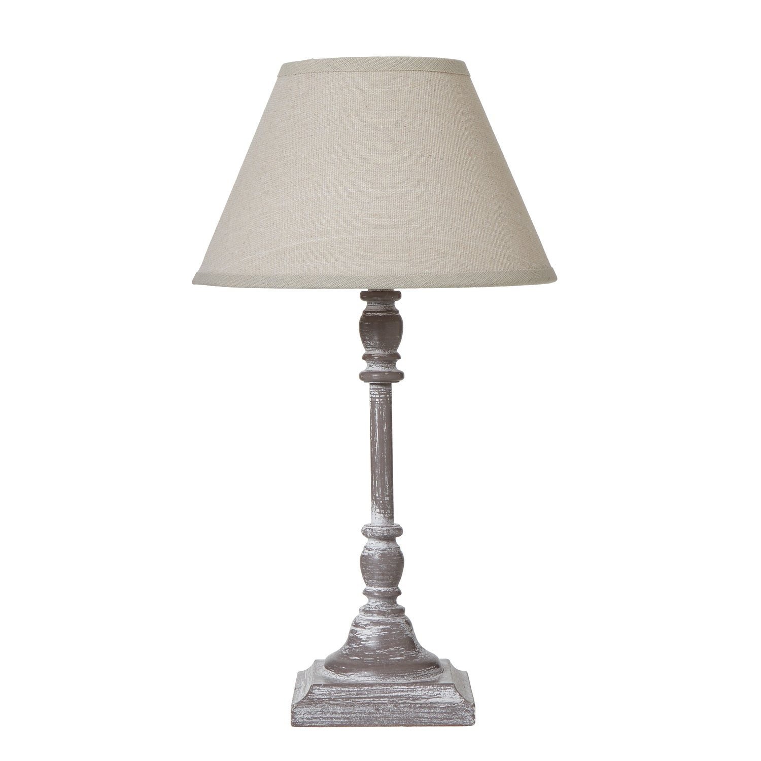 Almira Table lamp with a beige shade on a white background