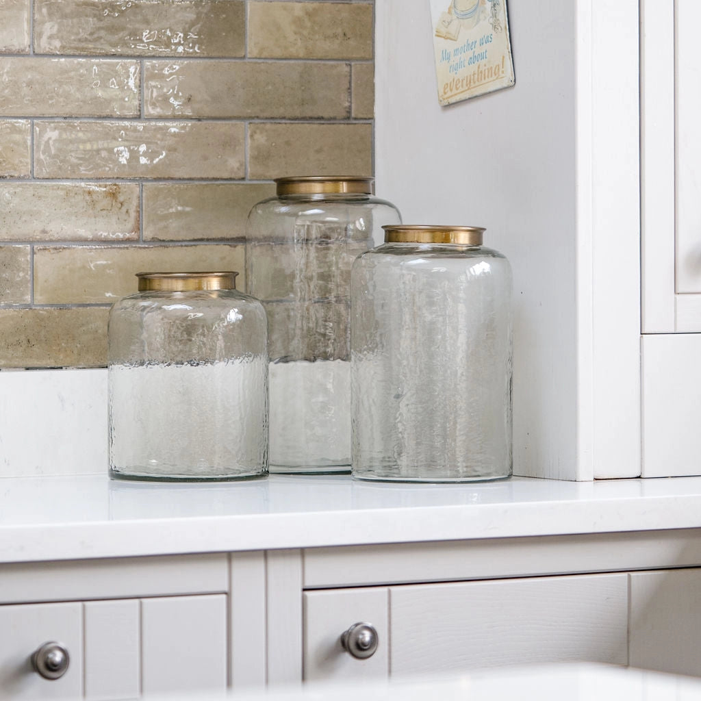 Amberley Hammered Glass Lidded Storage Jars