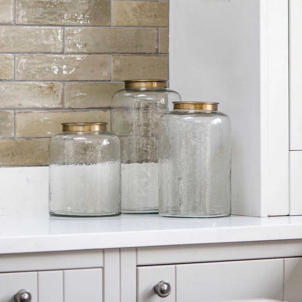 Amberley Hammered Glass Lidded Storage Jars