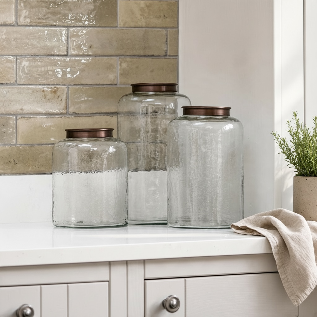 Amberley Hammered Glass Lidded Storage Jars