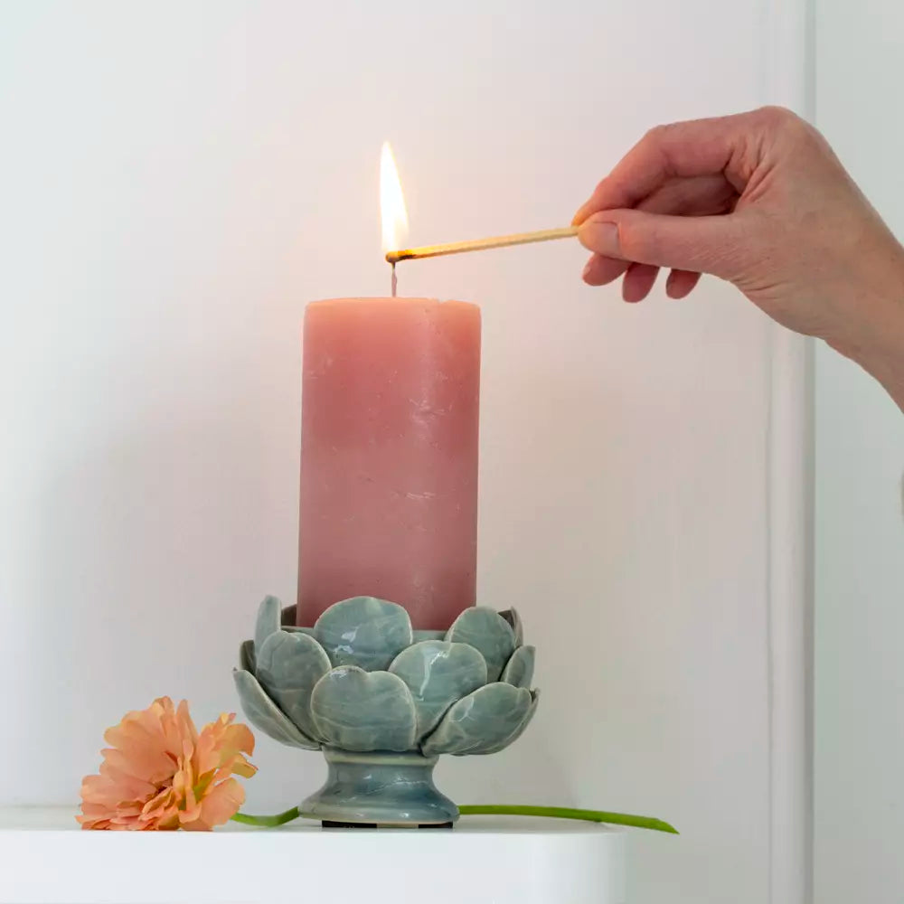 Sage Artichoke Pillar Candle Holder