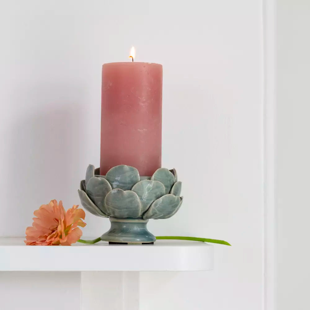 Sage Artichoke Pillar Candle Holder