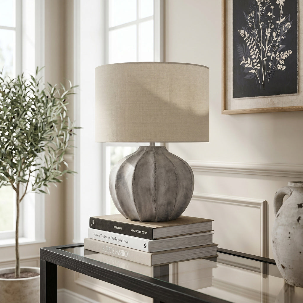 Aurelia Antique White Fluted Table Lamp