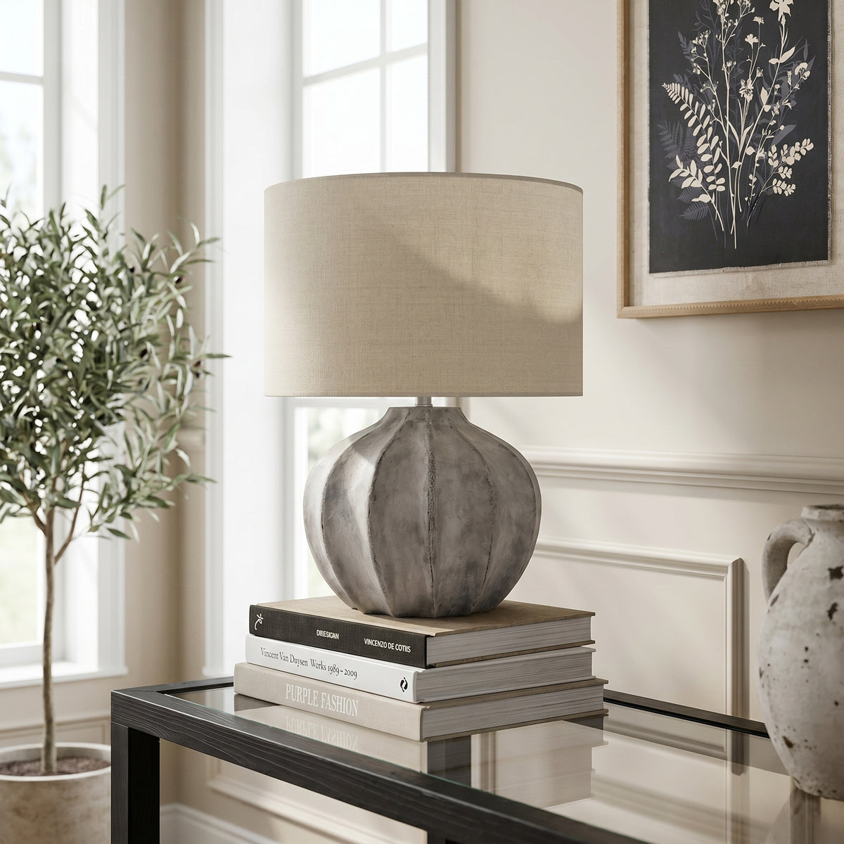 Aurelia Antique White Fluted Table Lamp