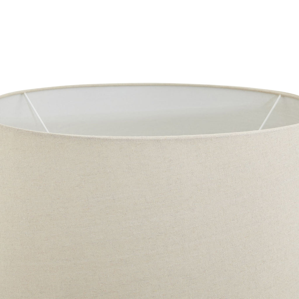 Close-up of a cream lampshade with a white interior on a white background