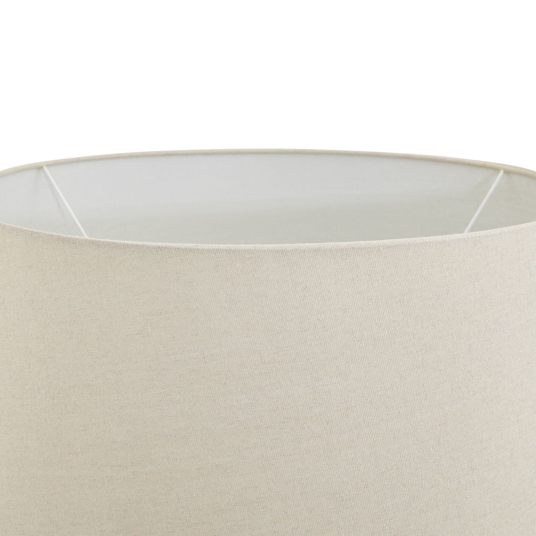 Close-up of a cream lampshade with a white interior on a white background