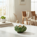 Green Artichoke Ceramic Tealight Candle Holder