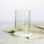 Hammered Glass Lantern With White Marble Base