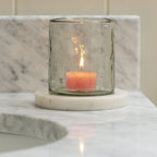 Hammered Glass Tealight With White Marble Base
