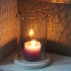 Hammered Glass Lantern With White Marble Base