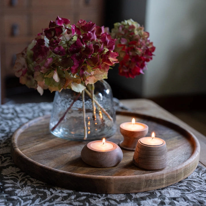 Handcrafted Round Mango Wood Tray