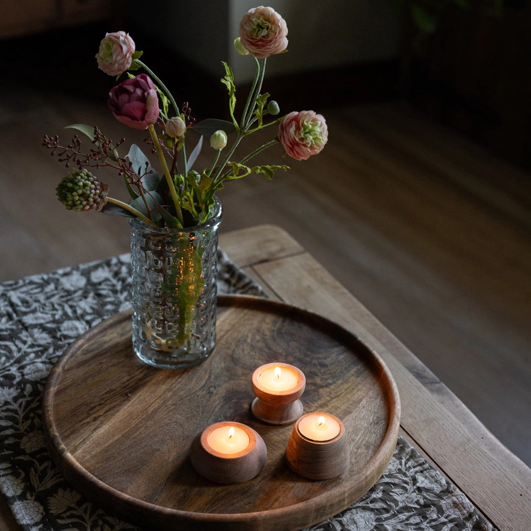 Handcrafted Round Mango Wood Tray