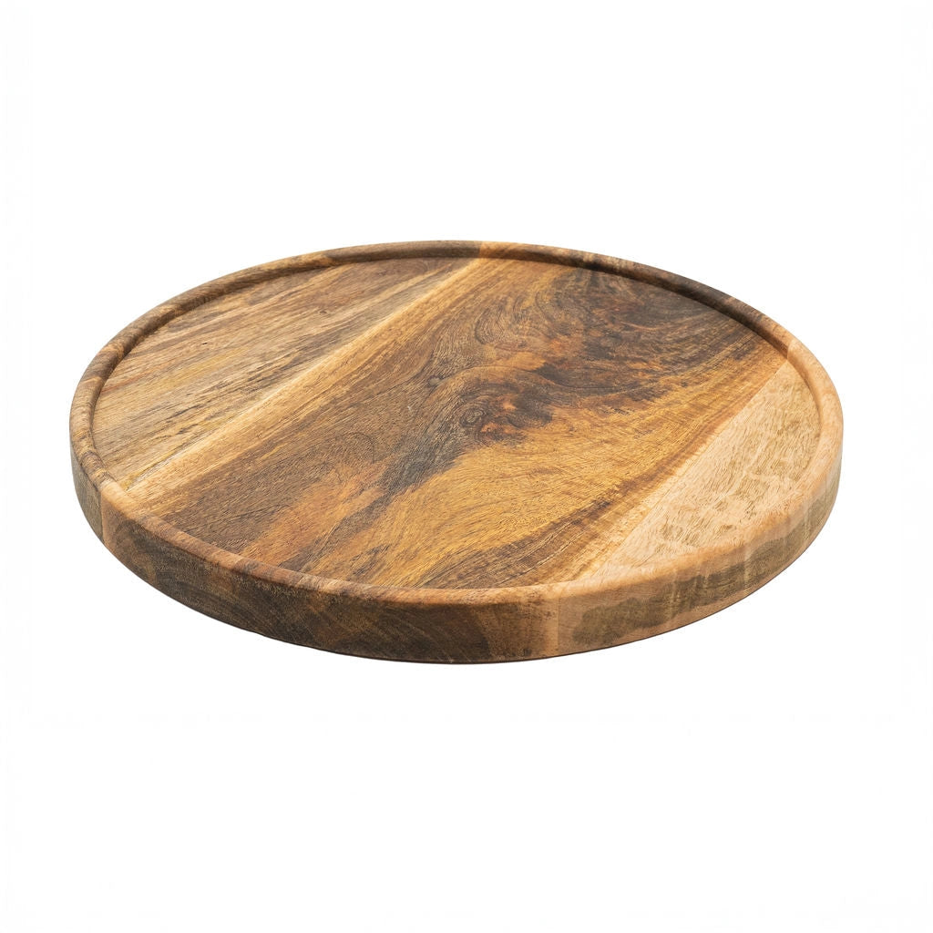 Handcrafted Round Mango Wood Tray