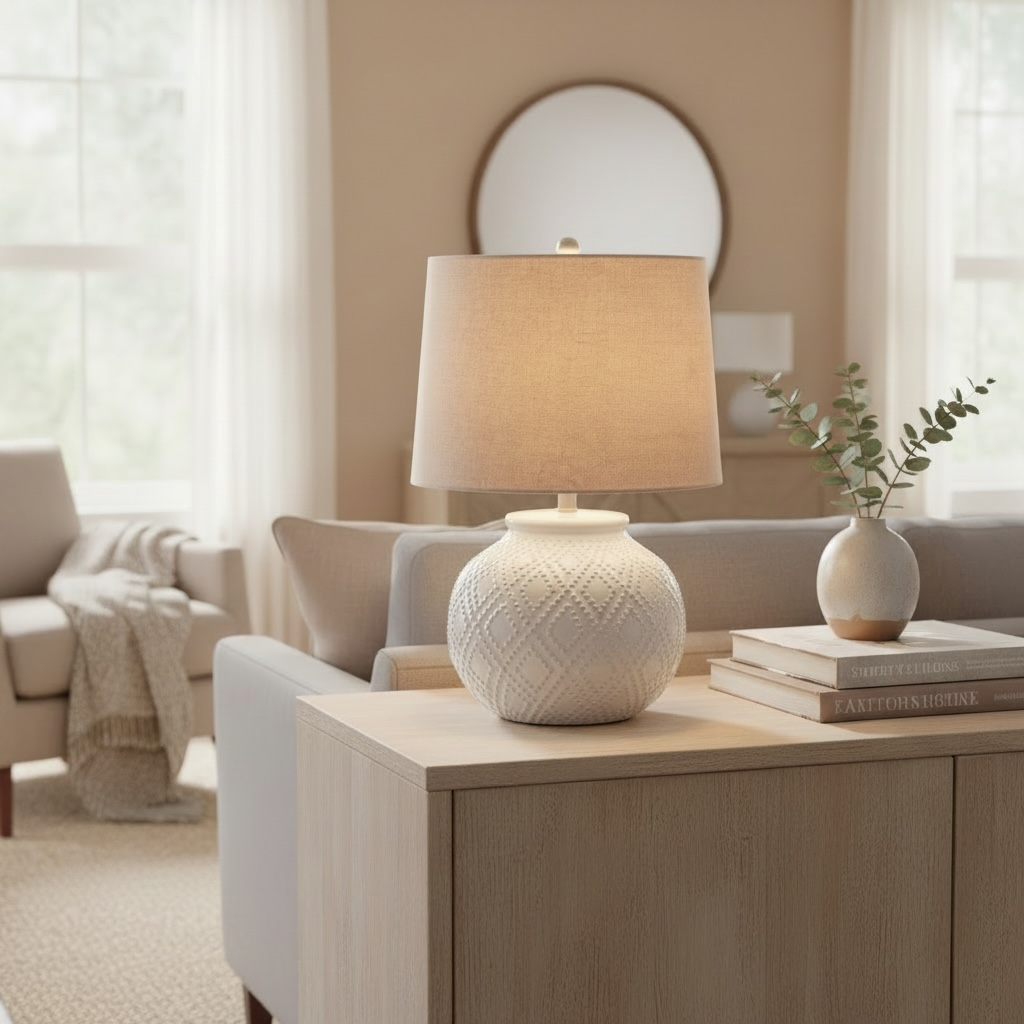 Helena White Beaded Ceramic Lamp