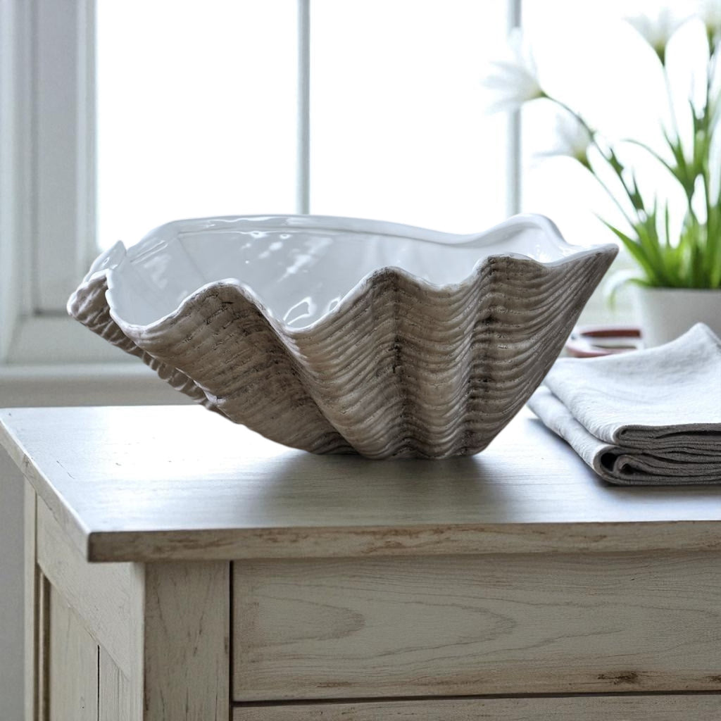 Large Ceramic Shell Bowl