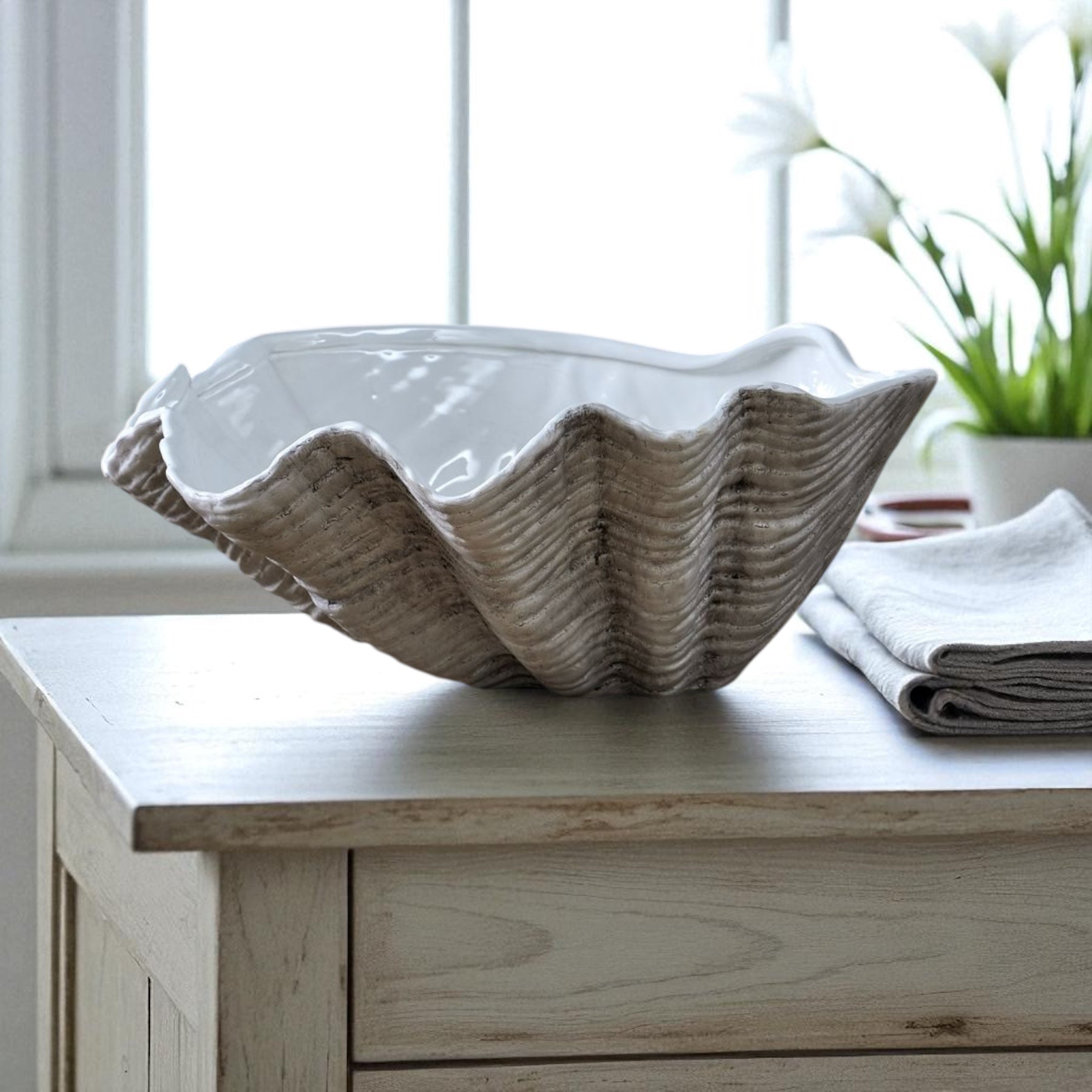 Large Ceramic Shell Bowl