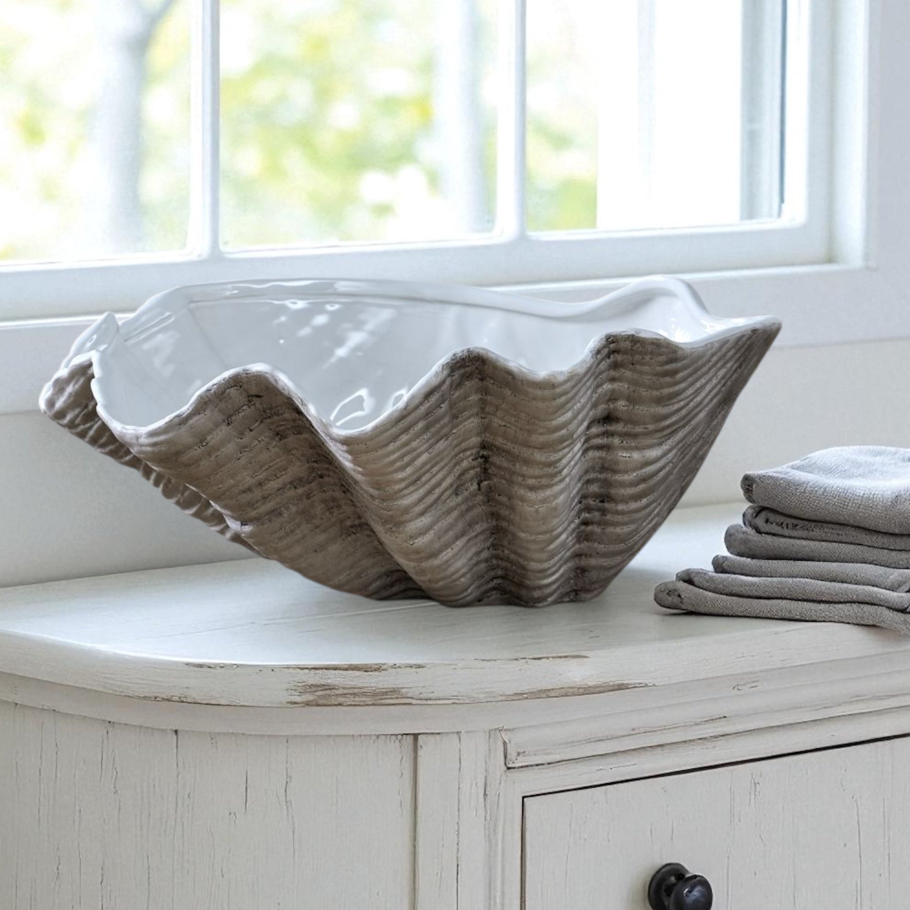 Large Ceramic Shell Bowl
