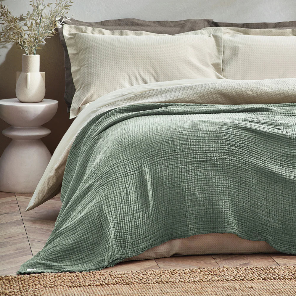 Lark Muslin Cotton Oversized Throw Eucalyptus