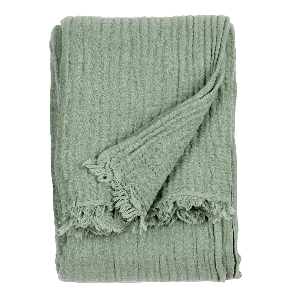 Lark Muslin Cotton Oversized Throw Eucalyptus