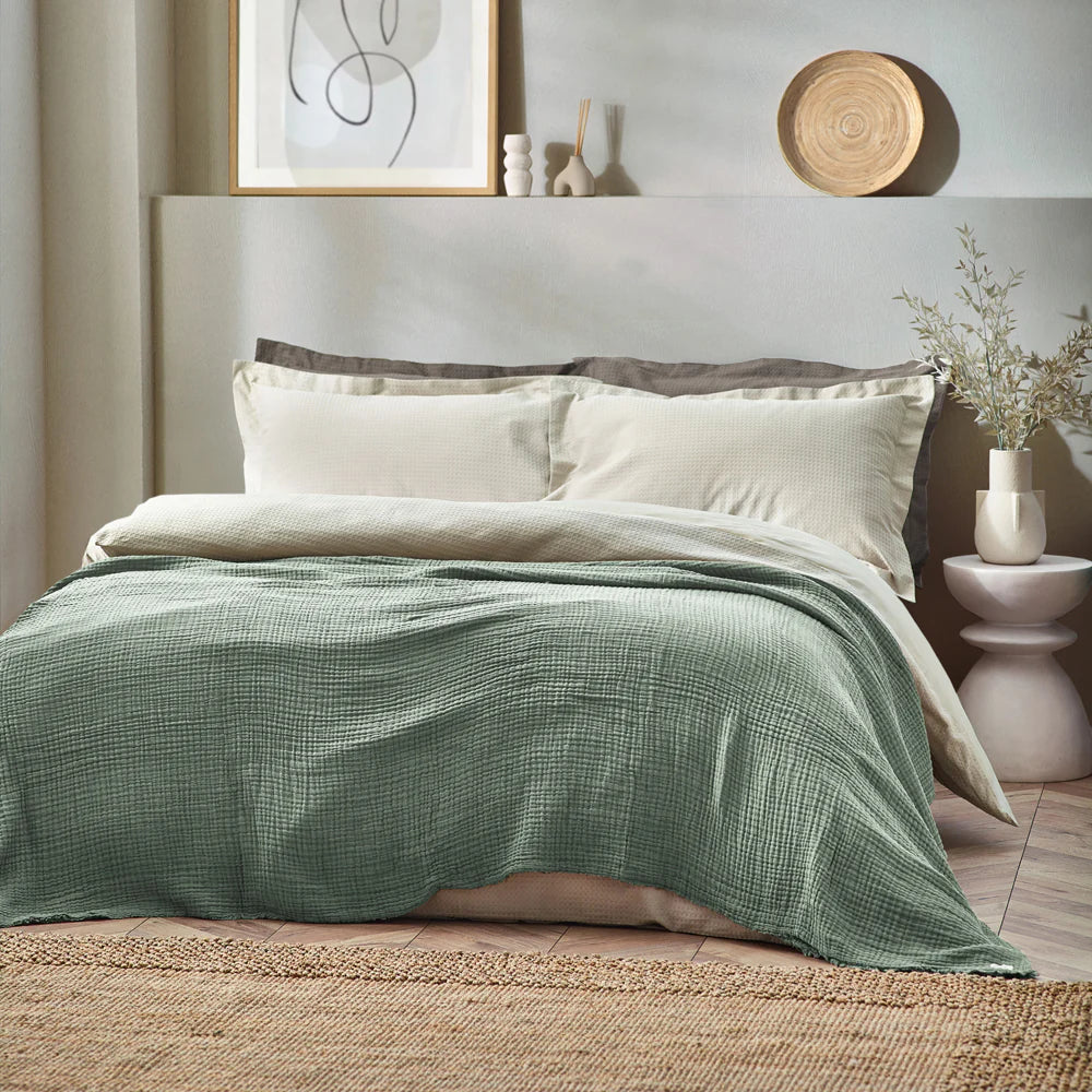 Lark Muslin Cotton Oversized Throw Eucalyptus