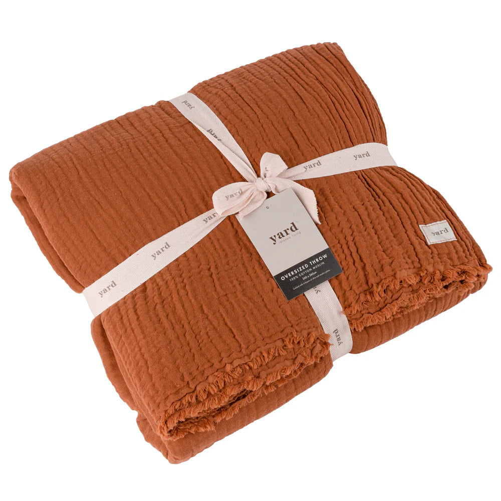 Lark Muslin Cotton Oversized Throw Pecan