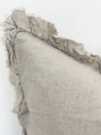 Linelle Ruffled Linen Cushion 45cm x 45cm – Natural Beige