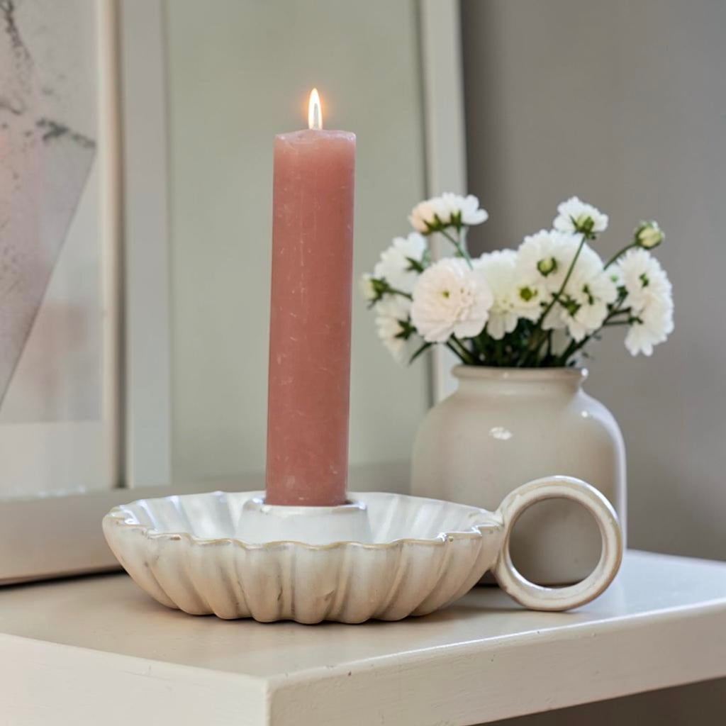 Maddie Fluted Ceramic Candle Holder