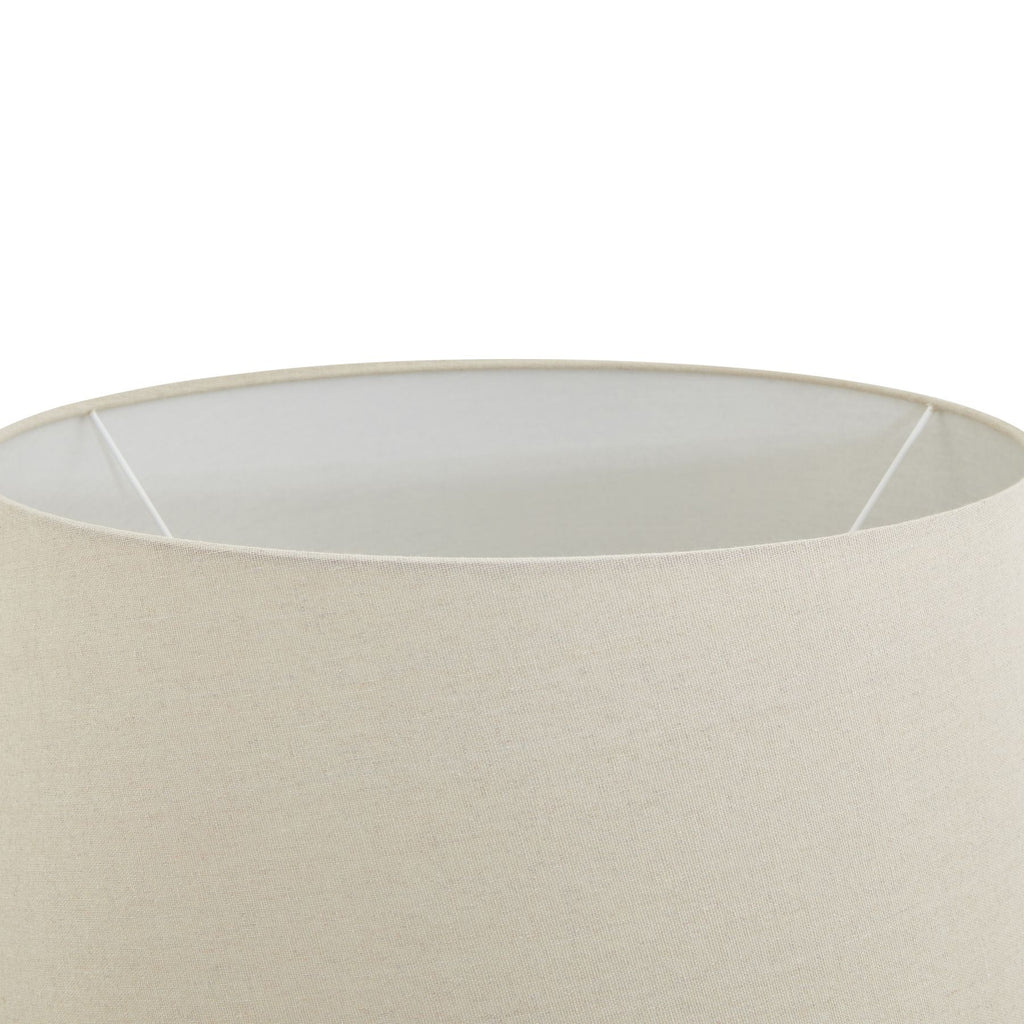 Close-up of a cream lampshade with a white interior on a white background
