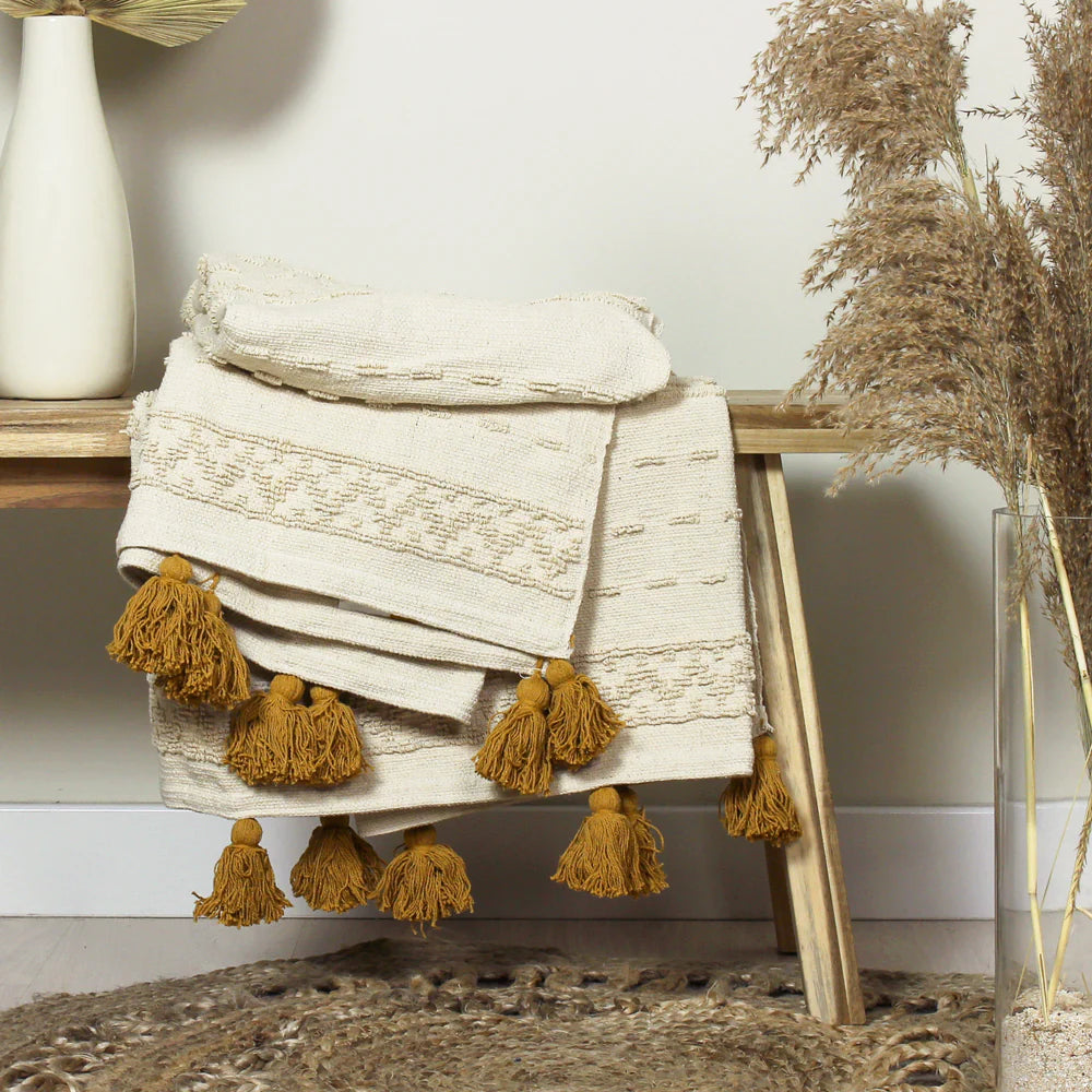 Oat Tufted Wool Throw