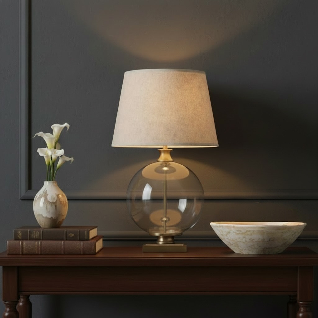 Opaline Glass Orb Table Lamp