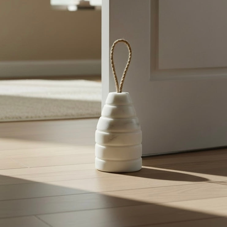 Ribbed Marble Doorstop