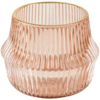 Blush Pink Ribbed Votive with Gold Rim
