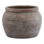 Rustic Brown Ribbed Plant Pot