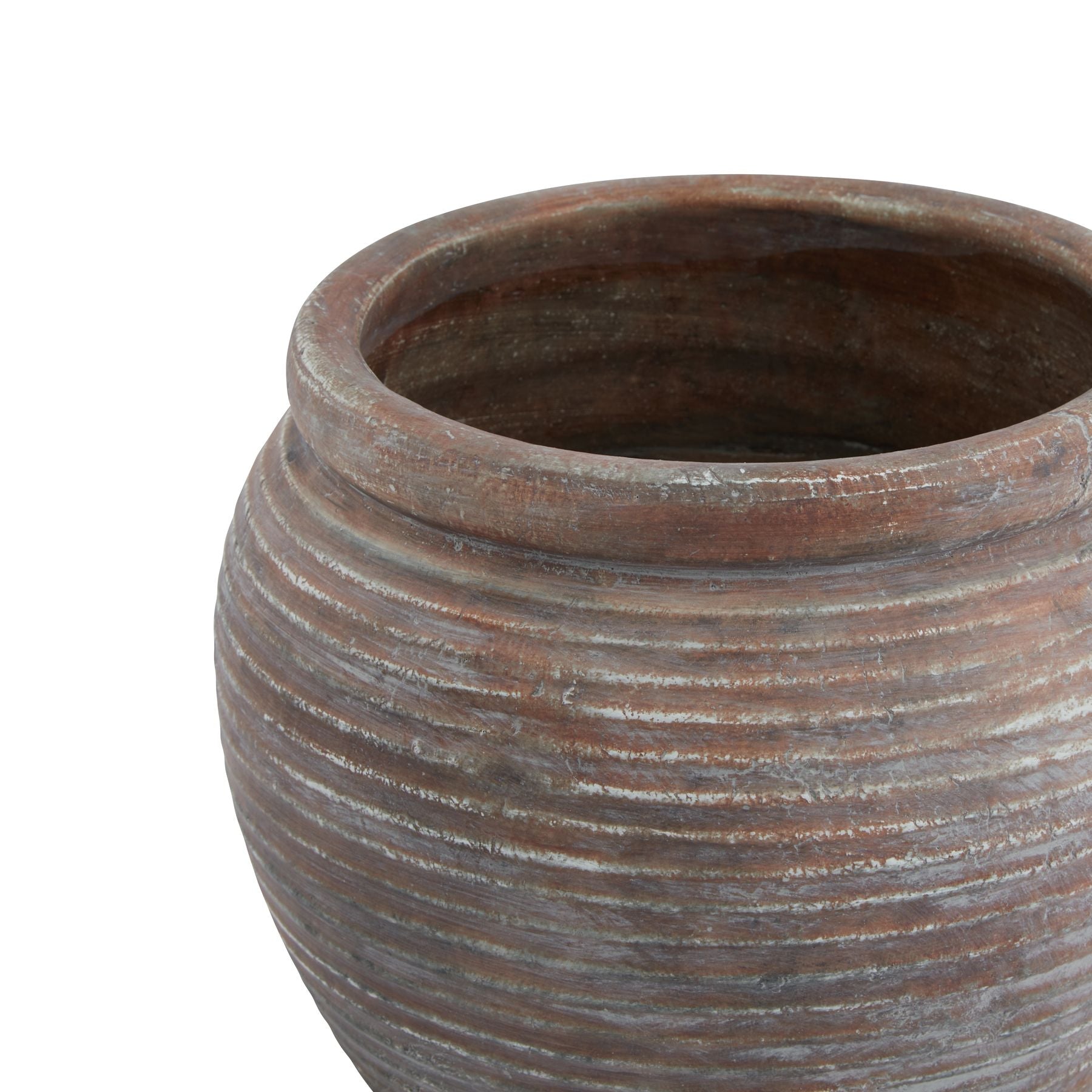 Rustic Brown Ribbed Plant Pot