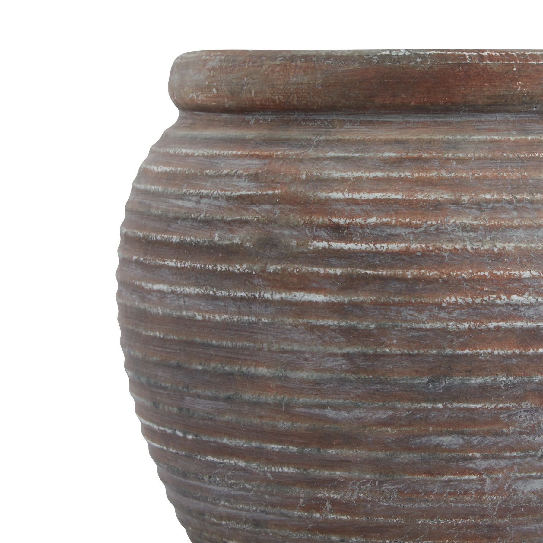 Rustic Brown Ribbed Plant Pot