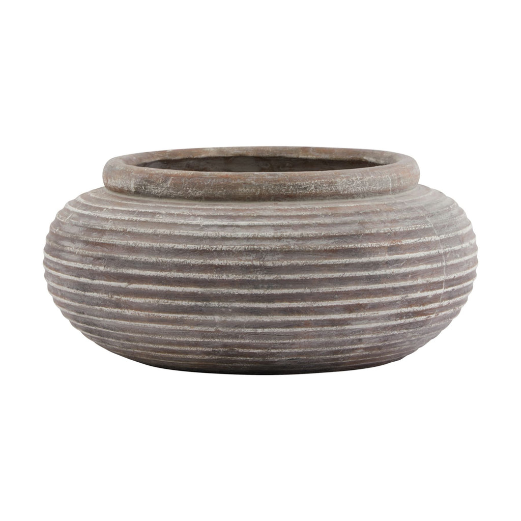 Rustic Brown Ribbed Planter