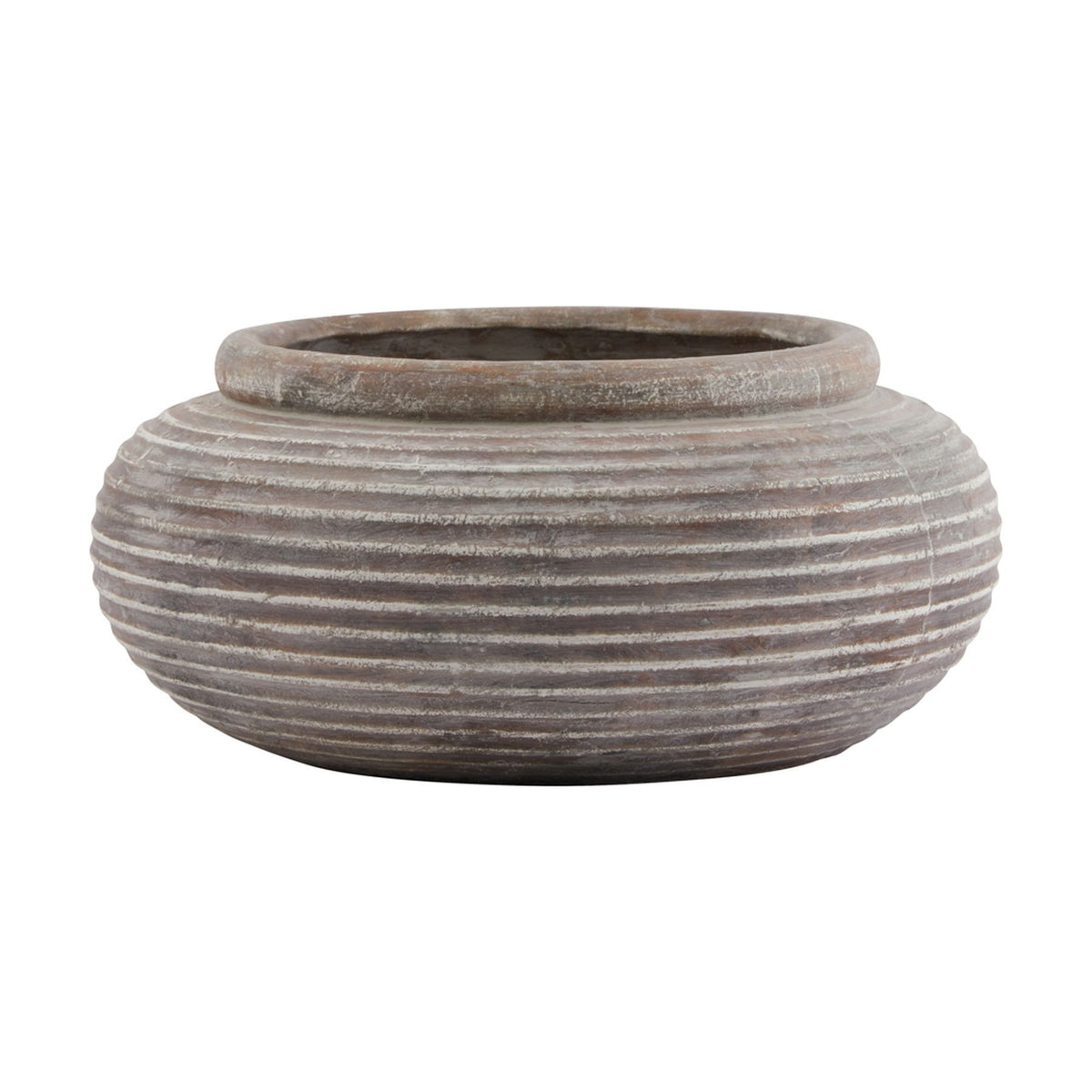 Rustic Brown Ribbed Planter