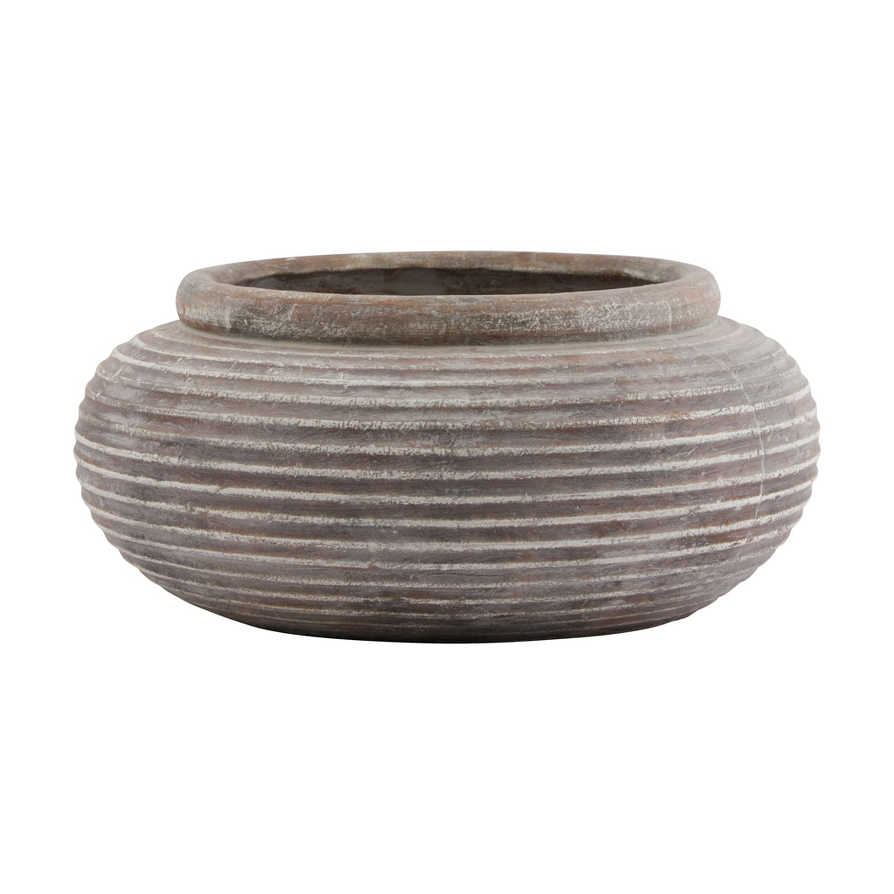 Rustic Brown Ribbed Planter