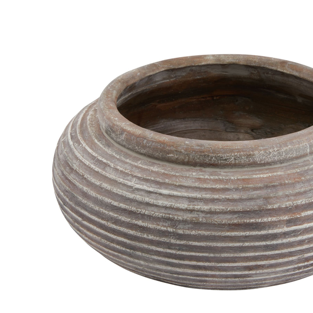 Rustic Brown Ribbed Planter