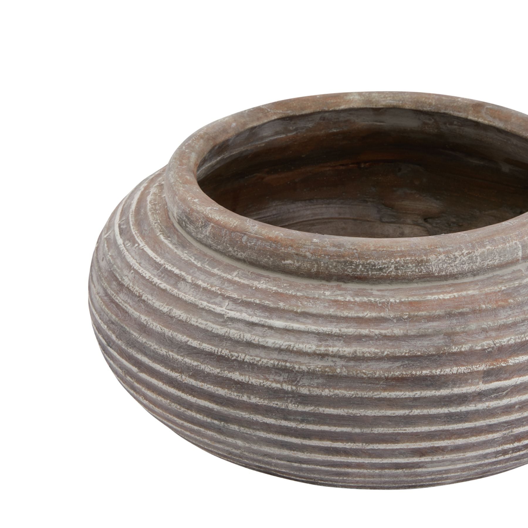 Rustic Brown Ribbed Planter