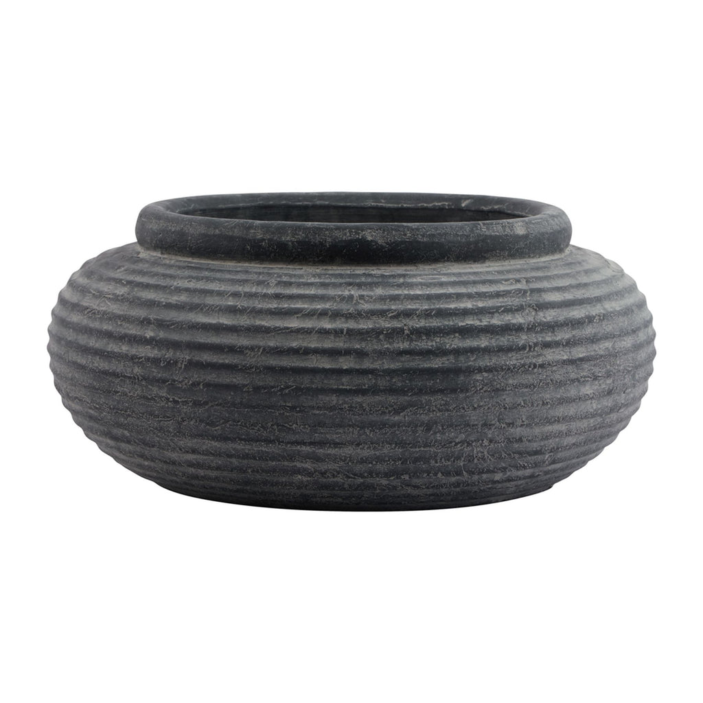 Rustic Dark Grey Ribbed Planter