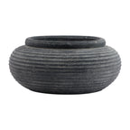 Rustic Dark Grey Ribbed Planter