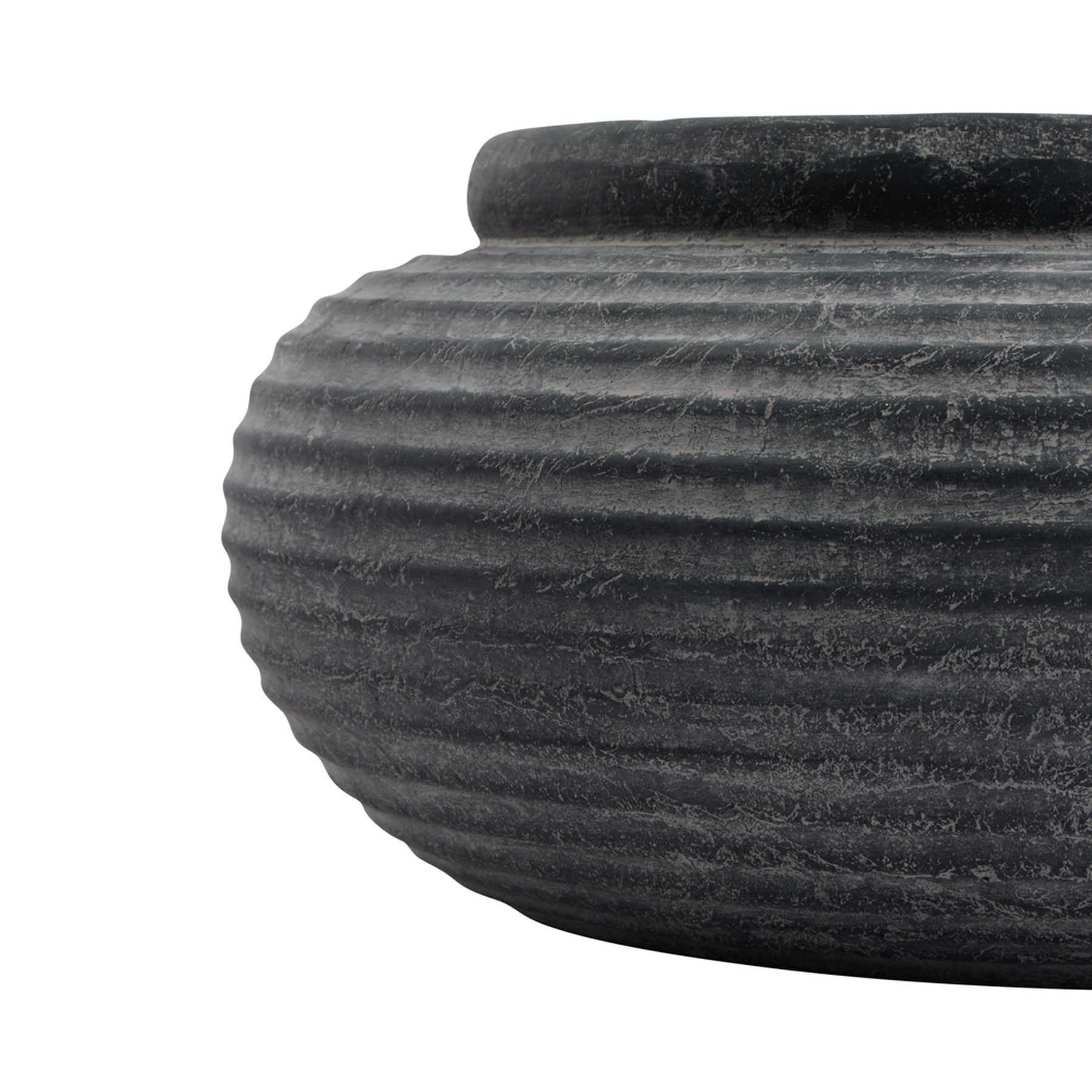 Rustic Dark Grey Ribbed Planter