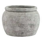 Rustic Grey Ribbed Plant Pot