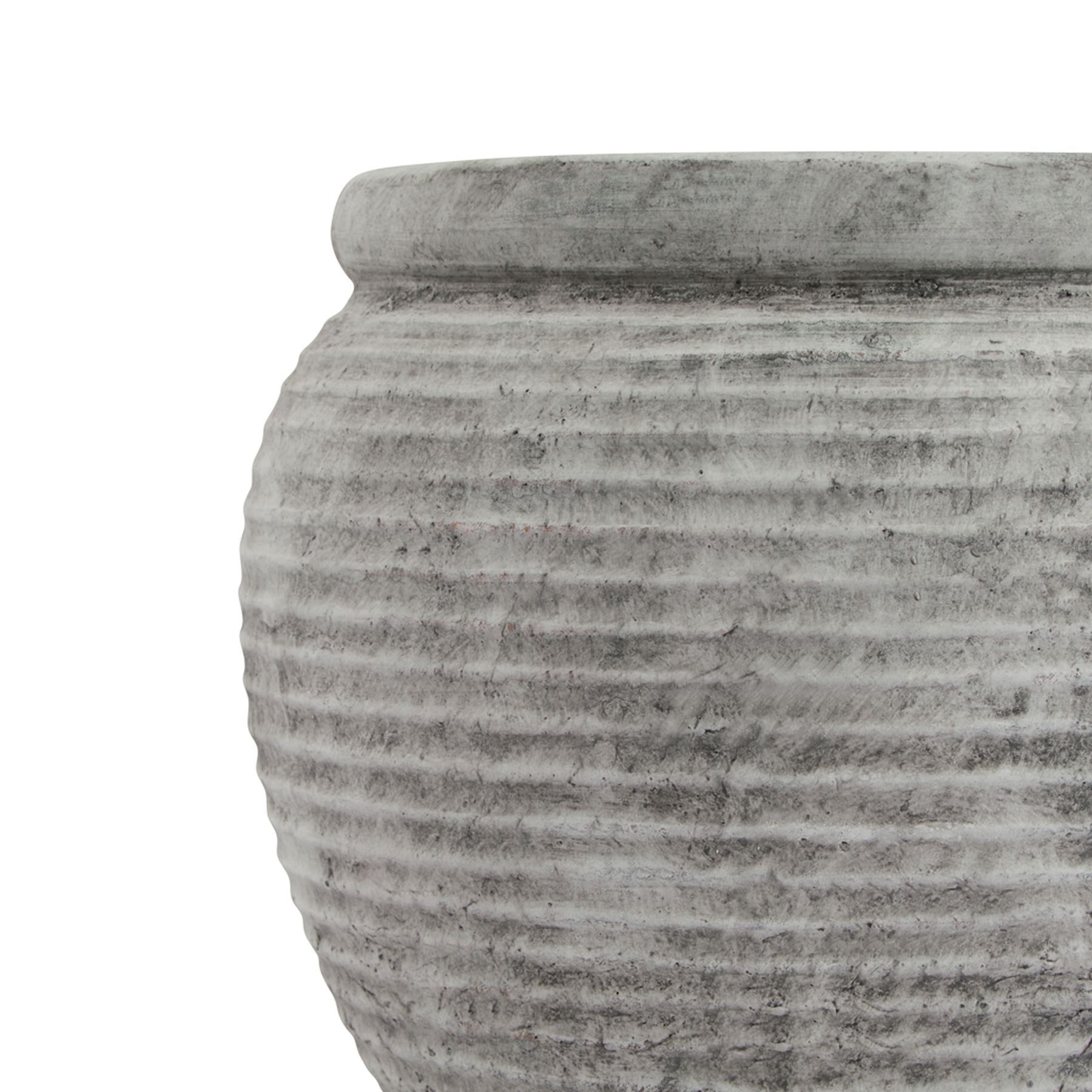 Rustic Grey Ribbed Plant Pot