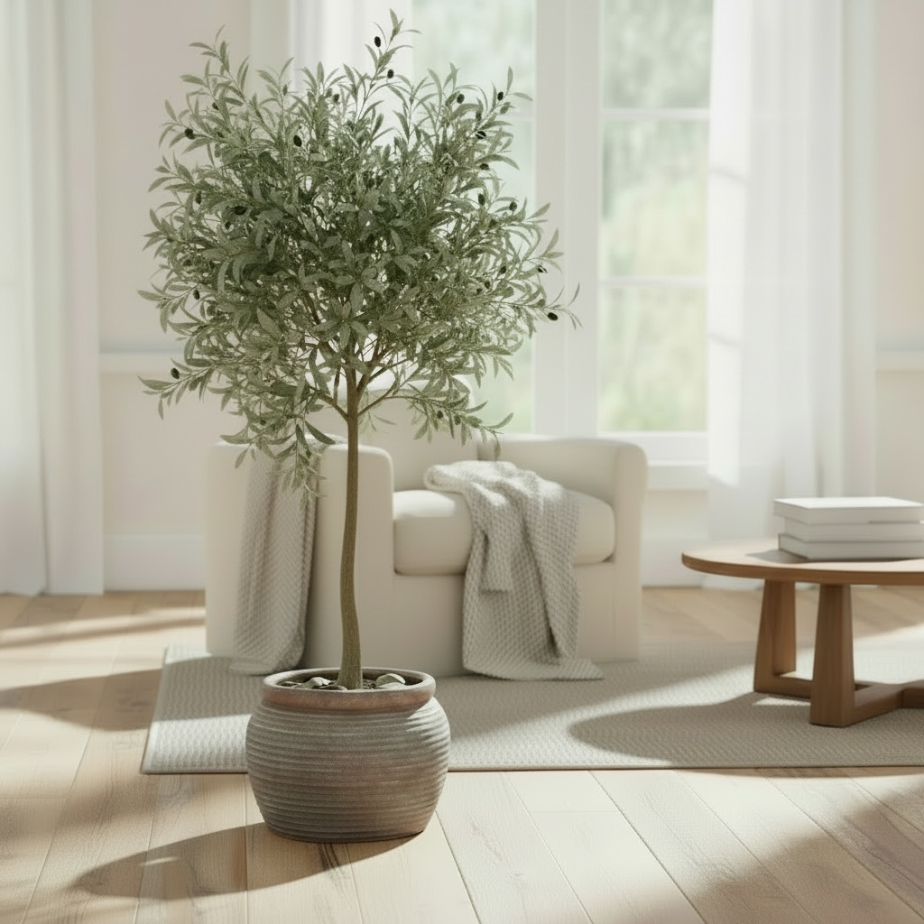 Rustic Brown Ribbed Plant Pot