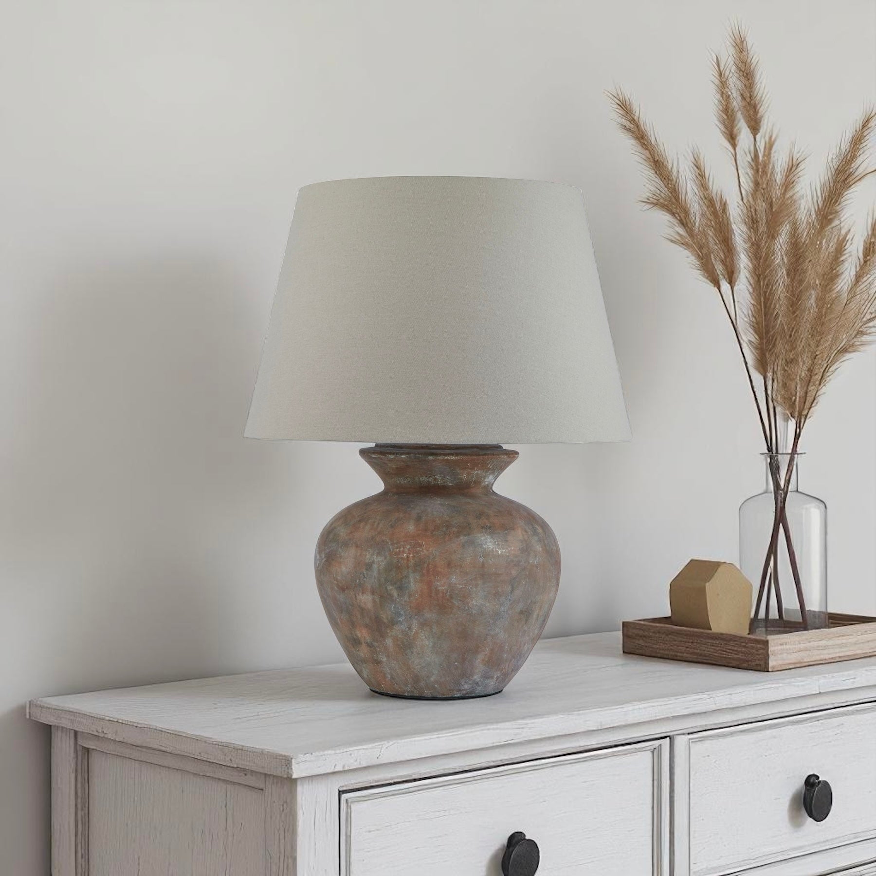 Lulia Rustic Round Ceramic Table Lamp