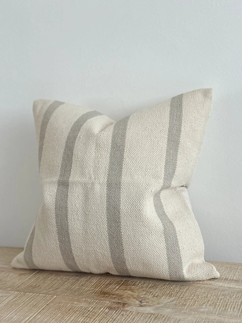 Solane Luxe Cotton Cushion 45cm × 45cm – Grey Stripe